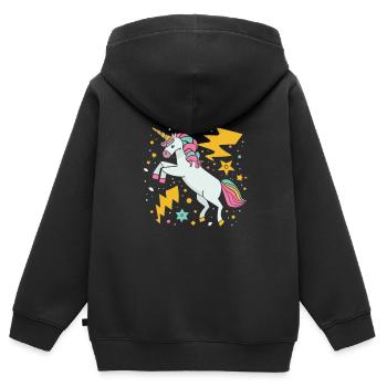 Licorne Super-héros Licornes Licorne Bébé Licorne - Sweat Premium à capuche zippé enfant bio - noir - Dos - AI Model Kid Male (0cm)