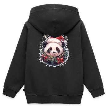 Panda Noël Panda Pandas Panda Noël - Sweat Premium à capuche zippé enfant bio - noir - Dos - AI Model Kid Male (0cm)