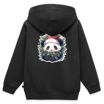 Panda Noël Panda Pandas Panda Noël - Sweat Premium à capuche zippé enfant bio - noir - Dos - AI Model Kid Male (0cm)