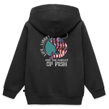 Leben Freiheit Und Die Verfolgung Von Fisch - Kinder Premium Organic Zip Hoodie - Schwarz - Hinten - AI Model Kid Male (0cm)