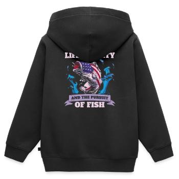 Leben Freiheit Und Die Verfolgung Von Fisch - Kinder Premium Organic Zip Hoodie - Schwarz - Hinten - AI Model Kid Male (0cm)