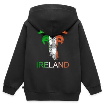 Irlande Irlande moutons - Sweat Premium à capuche zippé enfant bio - noir - Dos - AI Model Kid Male (0cm)
