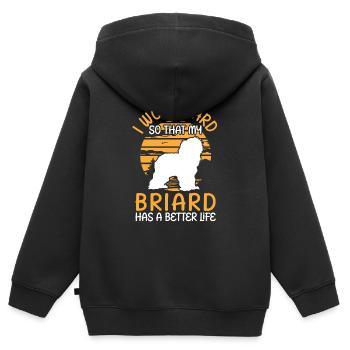 Work for my Briard Berger de Brie - Kids Premium Organic Zip-up Hoodie - black - Back - AI Model Kid Male (0cm)