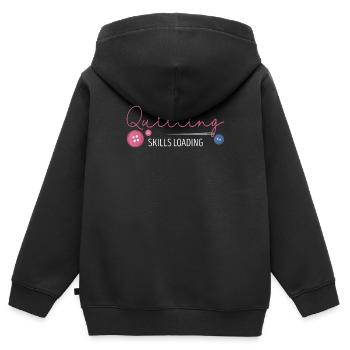 Quilting Skills Loading Funny Sewing Machine - Kids Premium Organic Zip-up Hoodie - black - Back - AI Model Kid Male (0cm)