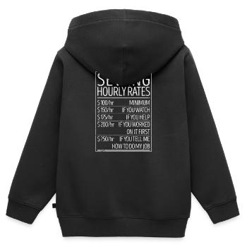 Sewing Hourly Rate Funny Sewer Lab Quilting - Kids Premium Organic Zip-up Hoodie - black - Back - AI Model Kid Male (0cm)