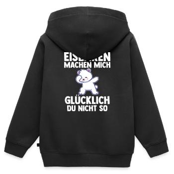 Eisbär Eisbären - Kinder Premium Organic Zip Hoodie - Schwarz - Hinten - AI Model Kid Male (0cm)