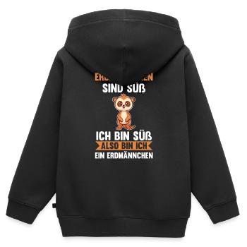 Erdmännchen - Kinder Premium Organic Zip Hoodie - Schwarz - Hinten - AI Model Kid Male (0cm)