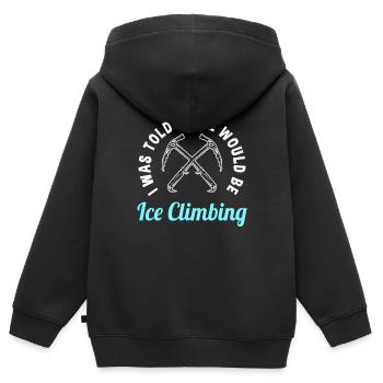 Lustiger Eisklettern Spruch - Kinder Premium Organic Zip Hoodie - Schwarz - Hinten - AI Model Kid Male (0cm)