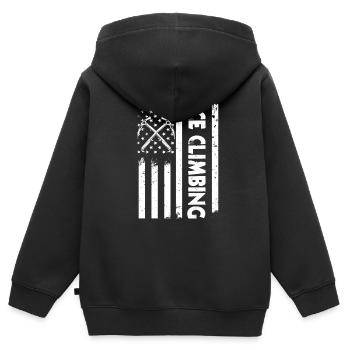 USA Fahne Eisklettern - Kinder Premium Organic Zip Hoodie - Schwarz - Hinten - AI Model Kid Male (0cm)