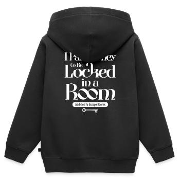 Mystère Je paie de l’argent pour être enfermé dans des salles d’évasion C - Sweat Premium à capuche zippé enfant bio - noir - Dos - AI Model Kid Male (0cm)