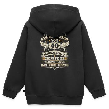 40. Geburtstag Als gott mich vor 40 jahren schuf - Kinder Premium Organic Zip Hoodie - Schwarz - Hinten - AI Model Kid Male (0cm)