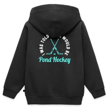 Drôle de dicton de hockey sur étang - Sweat Premium à capuche zippé enfant bio - noir - Dos - AI Model Kid Male (0cm)