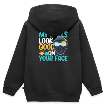 Meine Kugeln sehen gut aus auf deinem Gesicht Lust - Kinder Premium Organic Zip Hoodie - Schwarz - Hinten - AI Model Kid Male (0cm)