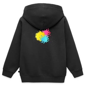 Paintball Color Splatter Splash Airsoft Player - Sweat Premium à capuche zippé enfant bio - noir - Dos - AI Model Kid Male (0cm)