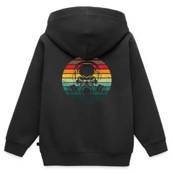 Totenkopf Gasmaske Sonnenuntergang Geschenk Halloween - Kinder Premium Organic Zip Hoodie - Schwarz - Hinten - AI Model Kid Male (0cm)