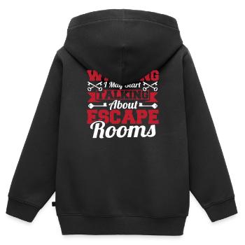 Attention, je peux commencer à parler de salles d’évasion cha - Sweat Premium à capuche zippé enfant bio - noir - Dos - AI Model Kid Male (0cm)