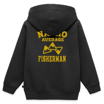 lustig angeln fisch fisch fischer nacho durchschnitt - Kinder Premium Organic Zip Hoodie - Schwarz - Hinten - AI Model Kid Male (0cm)