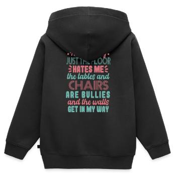 Tollpatschiges Zitat Frauen Lustig - Kinder Premium Organic Zip Hoodie - Schwarz - Hinten - AI Model Kid Male (0cm)