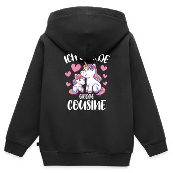 Bald Cousine Baby Einhörner - Ich werde große - Kinder Premium Organic Zip Hoodie - Schwarz - Hinten - AI Model Kid Male (0cm)