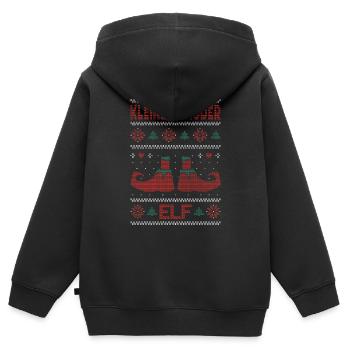 Ugly Christmas Weihnachtself Kleiner Bruder Elf - Kinder Premium Organic Zip Hoodie - Schwarz - Hinten - AI Model Kid Male (0cm)