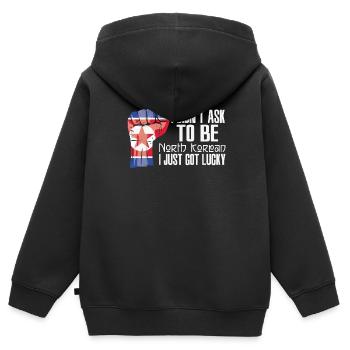 Nordkoreanischer Stolz Nordkoreanische Flagge - Kinder Premium Organic Zip Hoodie - Schwarz - Hinten - AI Model Kid Male (0cm)