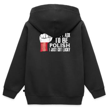 Polnischer Stolz Polnische Flagge Gewachsen - Kinder Premium Organic Zip Hoodie - Schwarz - Hinten - AI Model Kid Male (0cm)