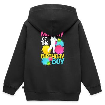 Mama des Geburtstagskindes Paintball Passende - Kinder Premium Organic Zip Hoodie - Schwarz - Hinten - AI Model Kid Male (0cm)