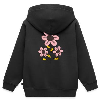 Rosa Blume - Kinder Premium Organic Zip Hoodie - Schwarz - Hinten - AI Model Kid Male (0cm)