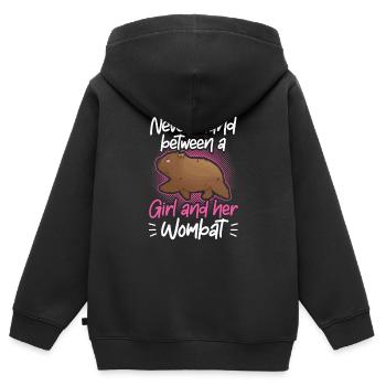 Mädchen und ihr Wombat Australien Beuteltier - Kinder Premium Organic Zip Hoodie - Schwarz - Hinten - AI Model Kid Male (0cm)
