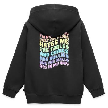 Ich bin nicht tollpatschig lustig - Kinder Premium Organic Zip Hoodie - Schwarz - Hinten - AI Model Kid Male (0cm)