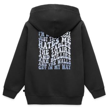 Humorvoll, tollpatschig, lustig, humorvoll - Kinder Premium Organic Zip Hoodie - Schwarz - Hinten - AI Model Kid Male (0cm)