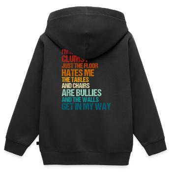 Retro Tollpatschige Sarkasmus Zitate - Kinder Premium Organic Zip Hoodie - Schwarz - Hinten - AI Model Kid Male (0cm)