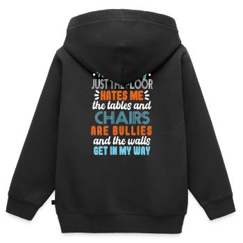 Retro Tollpatschiger Witz Humor - Kinder Premium Organic Zip Hoodie - Schwarz - Hinten - AI Model Kid Male (0cm)