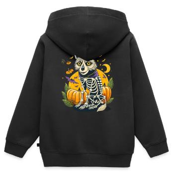 Halloween Wolfartiger Skelett - Kinder Premium Organic Zip Hoodie - Schwarz - Hinten - AI Model Kid Male (0cm)