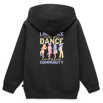 Linedance Ce n’est pas seulement une danse Country Music West - Sweat Premium à capuche zippé enfant bio - noir - Dos - AI Model Kid Male (0cm)