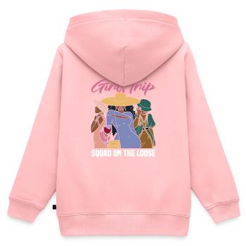 Girls Trip Squad On The Loose - Sweat Premium à capuche zippé enfant bio - rose - Dos - AI Model Kid Female (0cm)