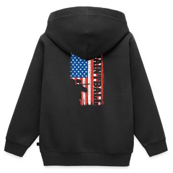 Vintage American USA Flagge Cool Paintball Spieler - Kinder Premium Organic Zip Hoodie - Schwarz - Hinten - AI Model Kid Male (0cm)