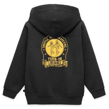 Shuffle, Pivot, Grapevine, Turn In Line Dance Vest - Sweat Premium à capuche zippé enfant bio - noir - Dos - AI Model Kid Male (0cm)