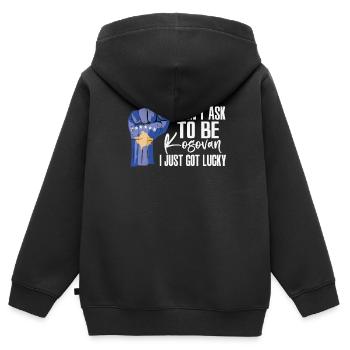 Fierté kosovare Drapeau kosova cultivé - Sweat Premium à capuche zippé enfant bio - noir - Dos - AI Model Kid Male (0cm)