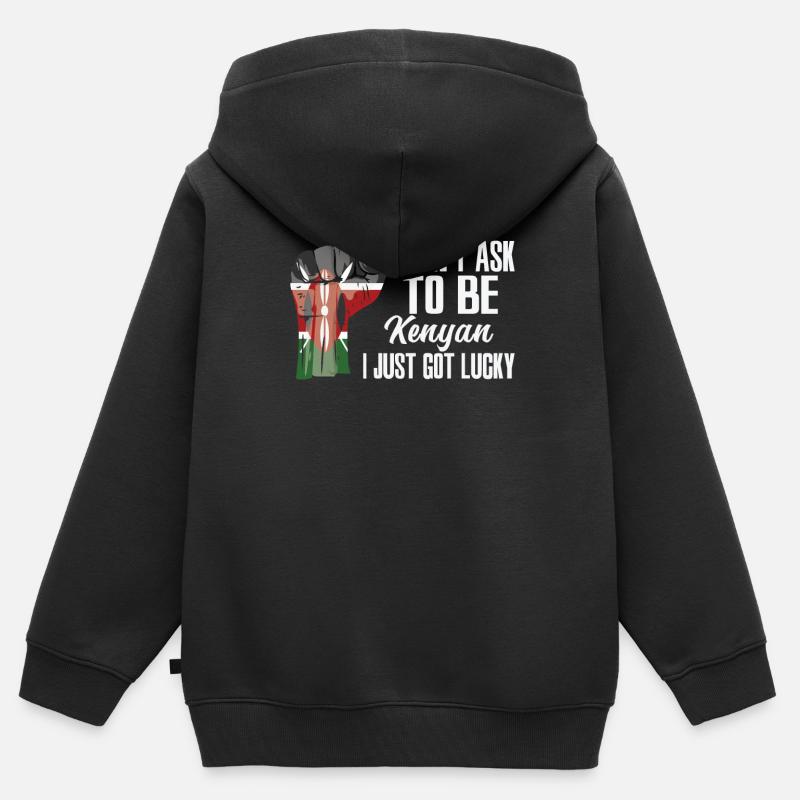 Fierté kenyane Le drapeau kenyan a grandi - Sweat Premium à capuche zippé enfant bio - noir
