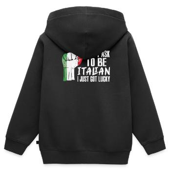 Italienischer Stolz Italienische Flagge Gewachsen - Kinder Premium Organic Zip Hoodie - Schwarz - Hinten - AI Model Kid Male (0cm)