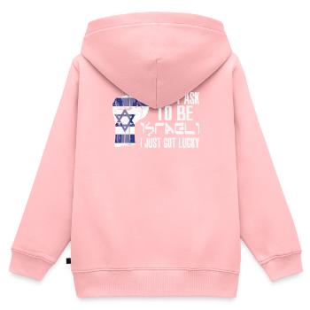 Fierté israélienne Drapeau israélien cultivé - Sweat Premium à capuche zippé enfant bio - rose - Dos - AI Model Kid Female (0cm)
