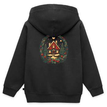 Weihnachtliche Atmosphäre mit unserem Hausdeko - Kinder Premium Organic Zip Hoodie - Schwarz - Hinten - AI Model Kid Male (0cm)