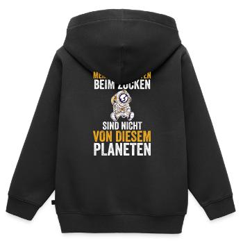 Zocker Zocken Gamer - Kinder Premium Organic Zip Hoodie - Schwarz - Hinten - AI Model Kid Male (0cm)