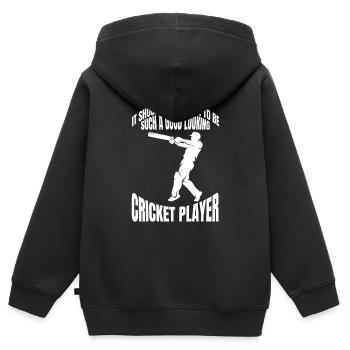 Équipe de cricket de cricket Équipe de cricket - Sweat Premium à capuche zippé enfant bio - noir - Dos - AI Model Kid Male (0cm)
