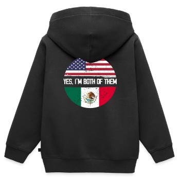 Yes Iam both of them USA Mexico - Kinder Premium Organic Zip Hoodie - Schwarz - Hinten - AI Model Kid Male (0cm)