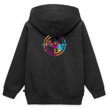 Paintball Crosshairs Paintballing Player Objectif - Sweat Premium à capuche zippé enfant bio - noir - Dos - AI Model Kid Male (0cm)