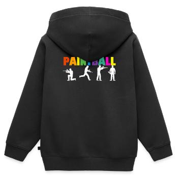 Cool Retro Paintball Player Splatter Paintball - Sweat Premium à capuche zippé enfant bio - noir - Dos - AI Model Kid Male (0cm)