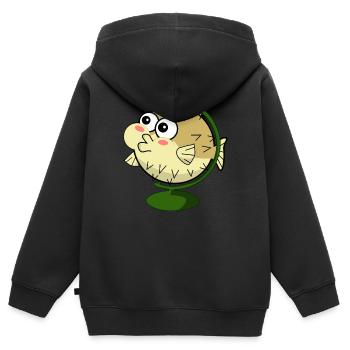 Funny puffer fish - Kids Premium Organic Zip-up Hoodie - black - Back - AI Model Kid Male (0cm)