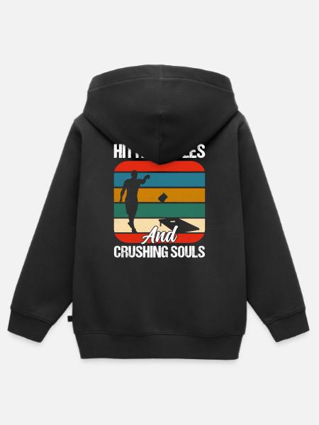 Hitting Holes And Crushing Souls Bean Bag Toss Cor - Hoodie Premium med dragkedja barn ekologisk - svart